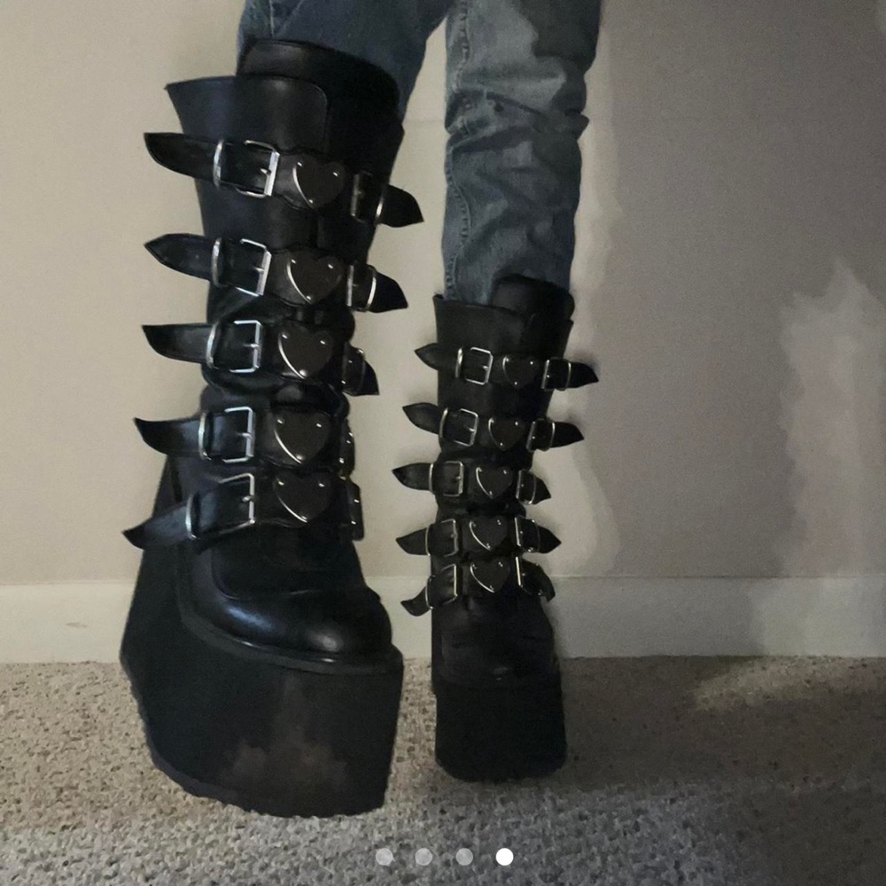 Demonia heart buckle platforms